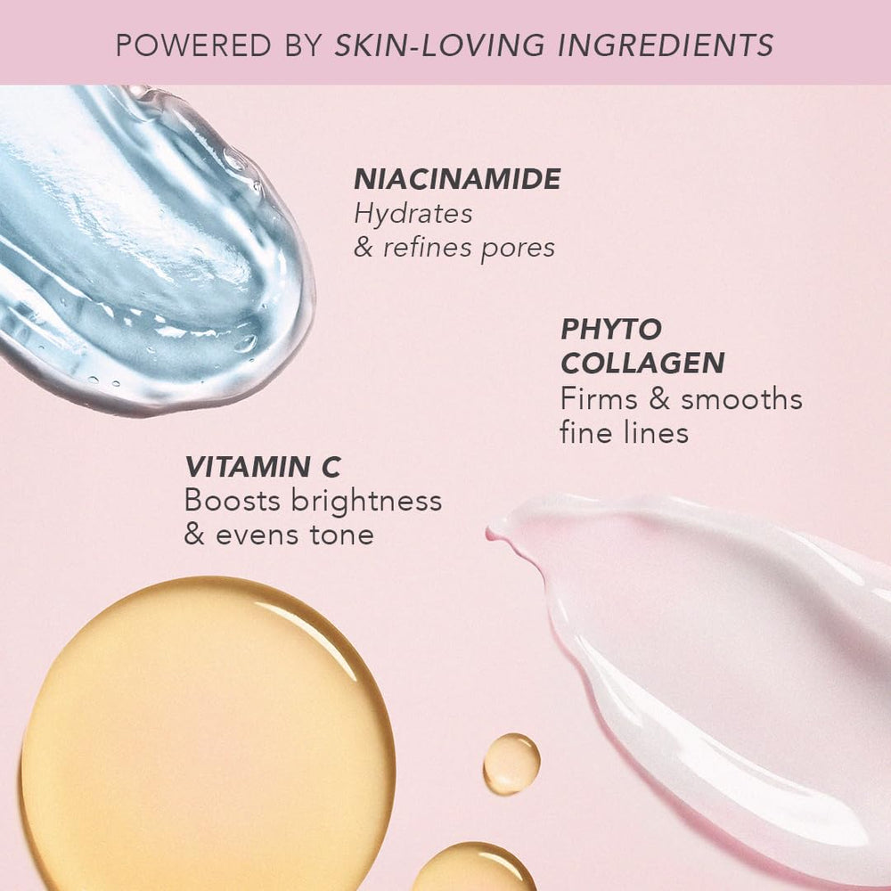 Hydration-boosting formula shown with dewy complexion in daylight