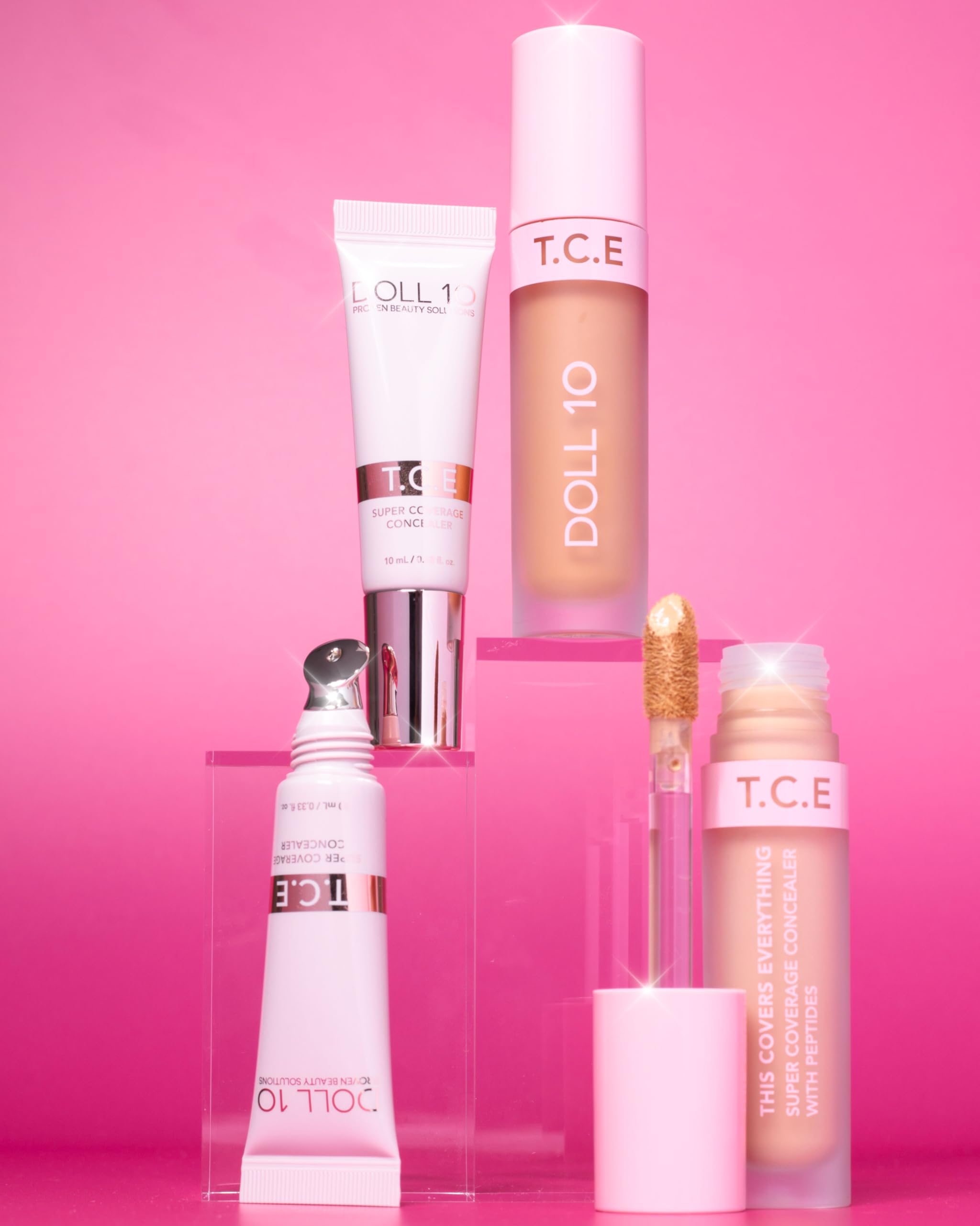 Doll 10 T.C.E concealer being applied for under-eye coverage