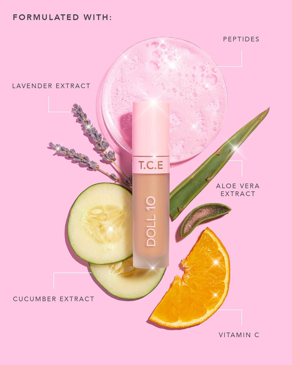 Doll 10 T.C.E concealer packaging highlights vegan, cruelty-free formula