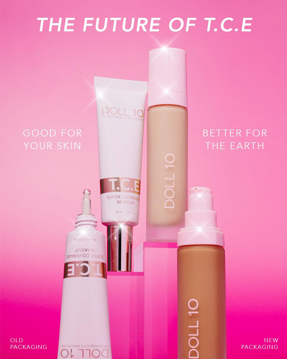DOLL 10 NO T.C.E packaging box shows cruelty-free clean beauty commitment.