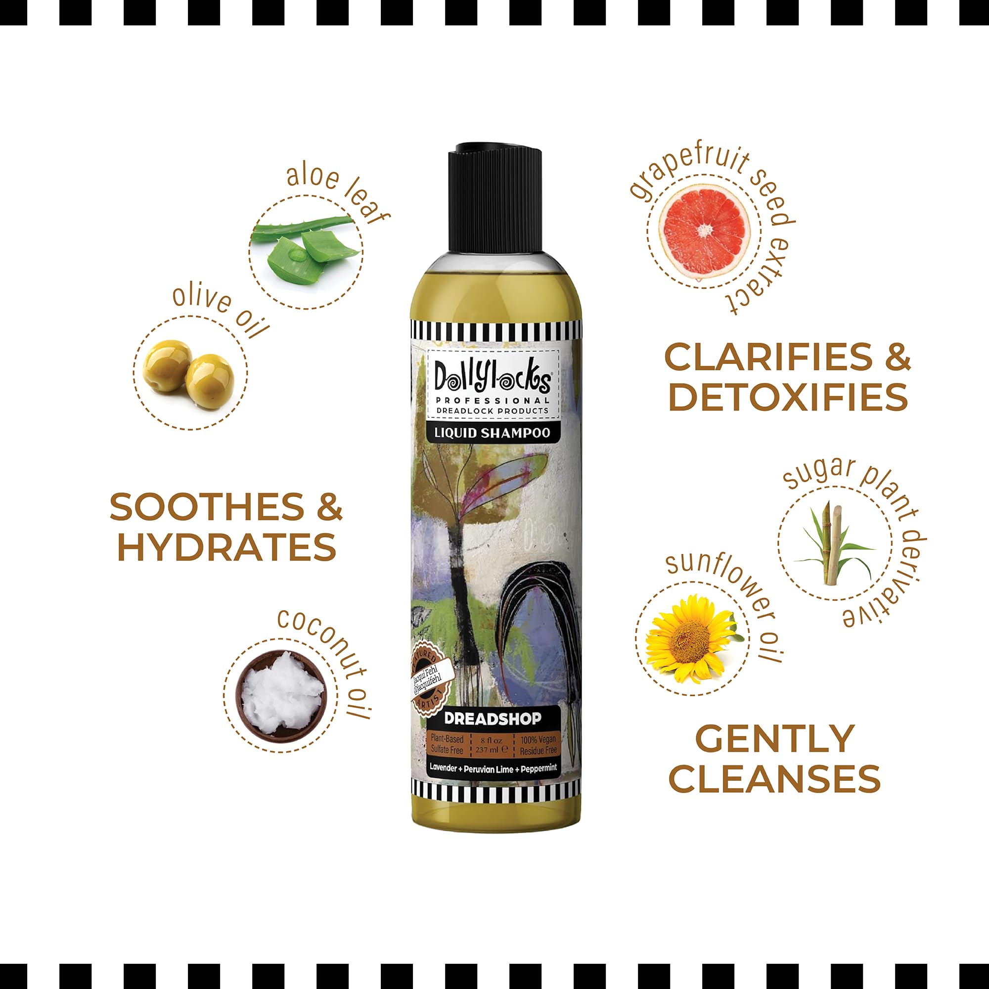Dollylocks Clarifying Liquid Shampoo bottle pour demonstrating quick cleansing routine.