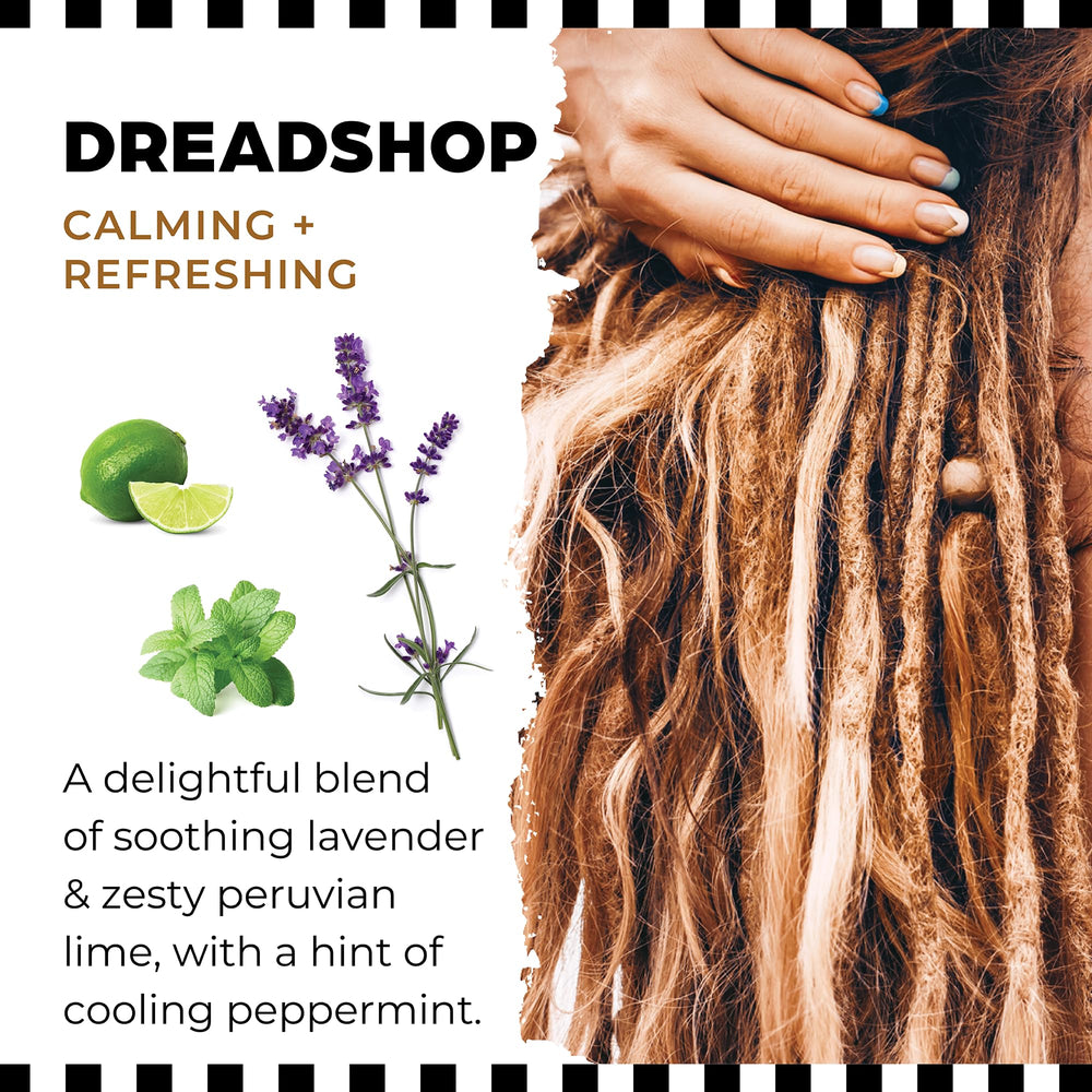 Dollylocks Clarifying Liquid Shampoo hair closeup shows shine and residue-free feel.