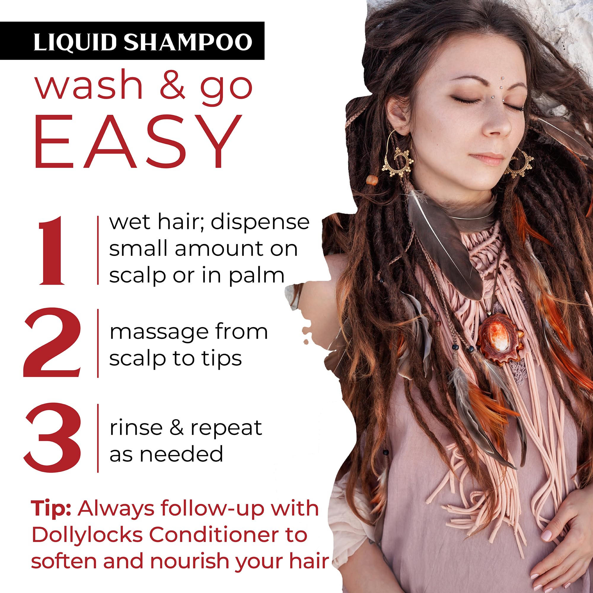Dollylocks ingredients with rosemary, lemon, peppermint for refreshing cleanse