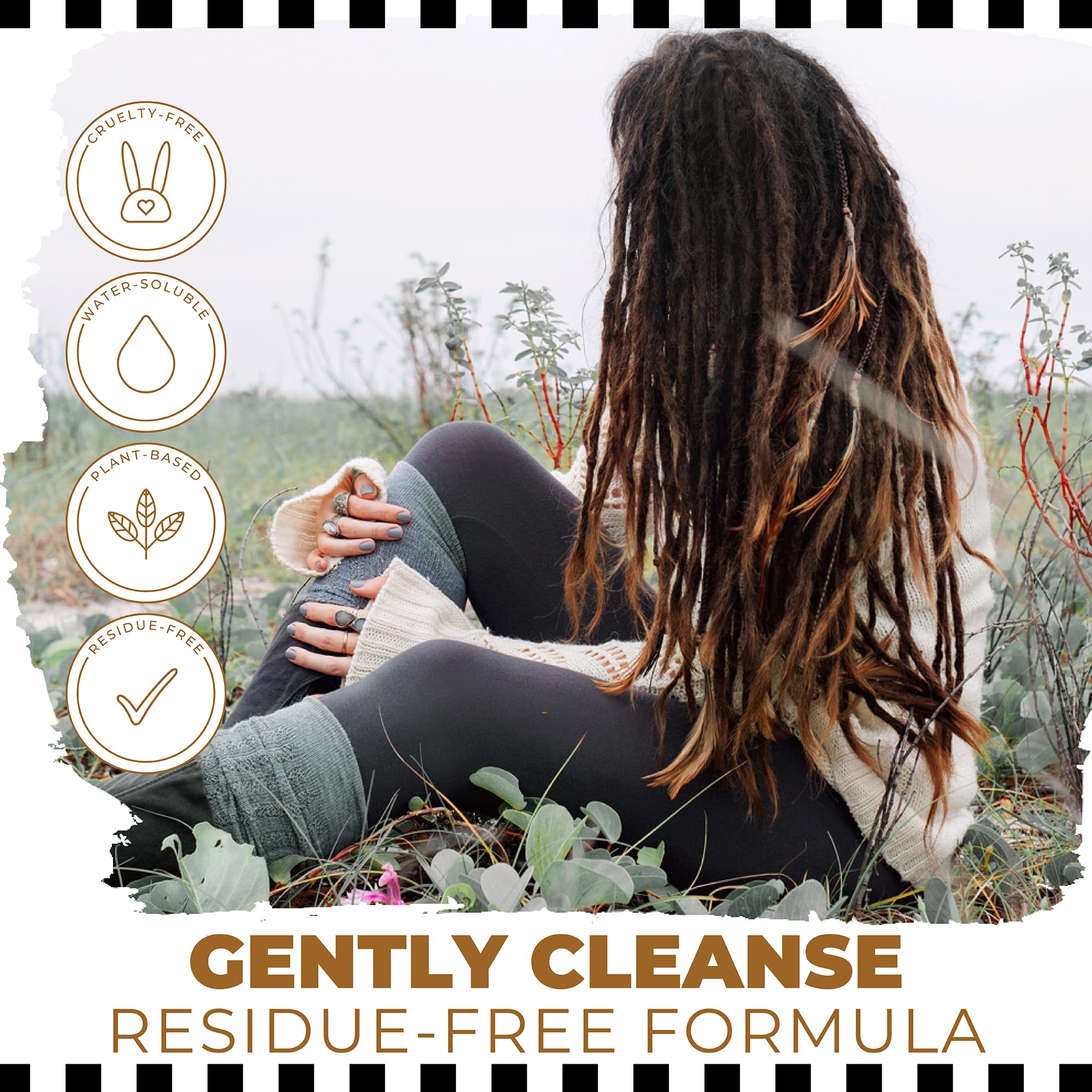 Dollylocks spray applied by hand for quick scalp cleanse between washes