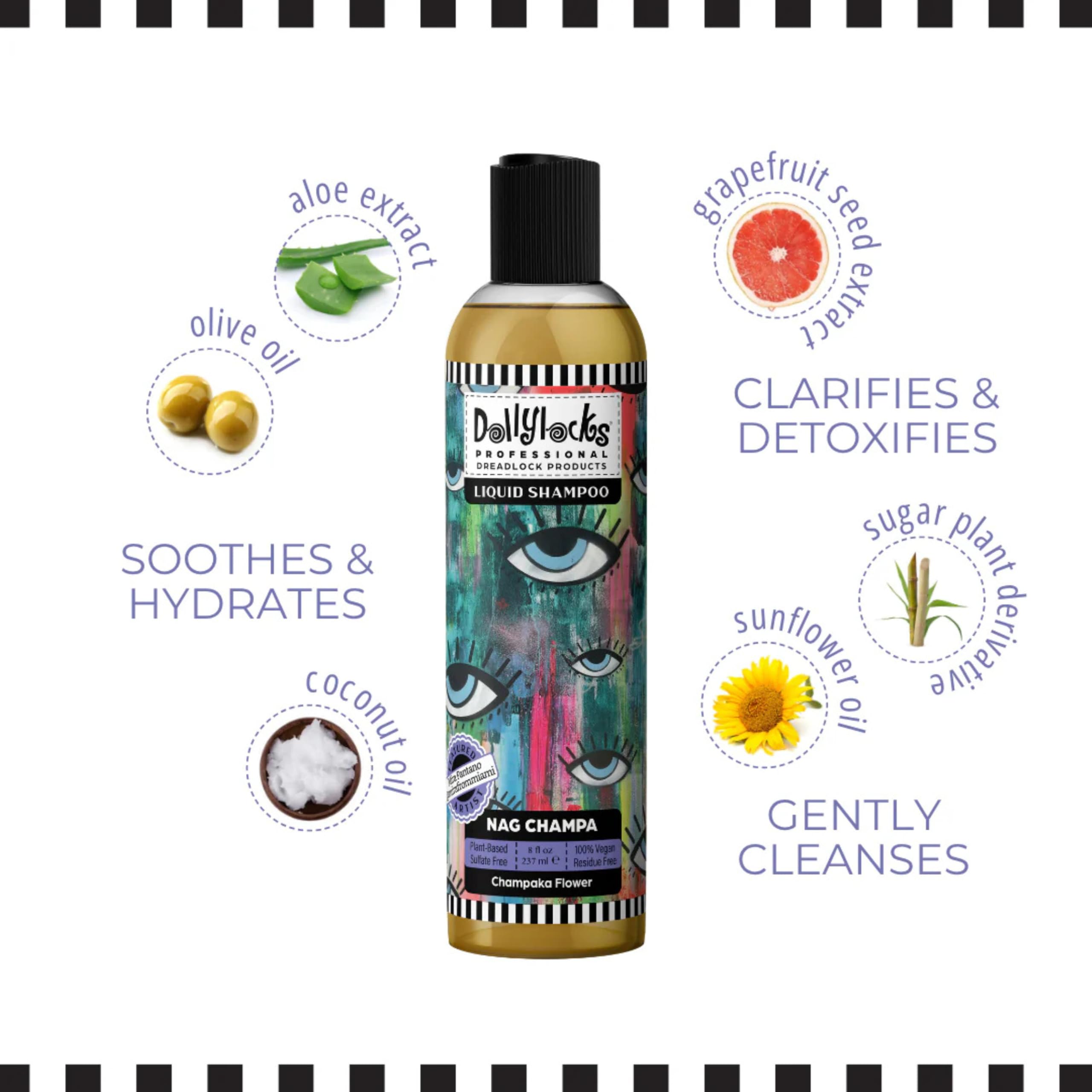 Hair with foaming lather from Dollylocks Shampoo showing thorough yet gentle wash.