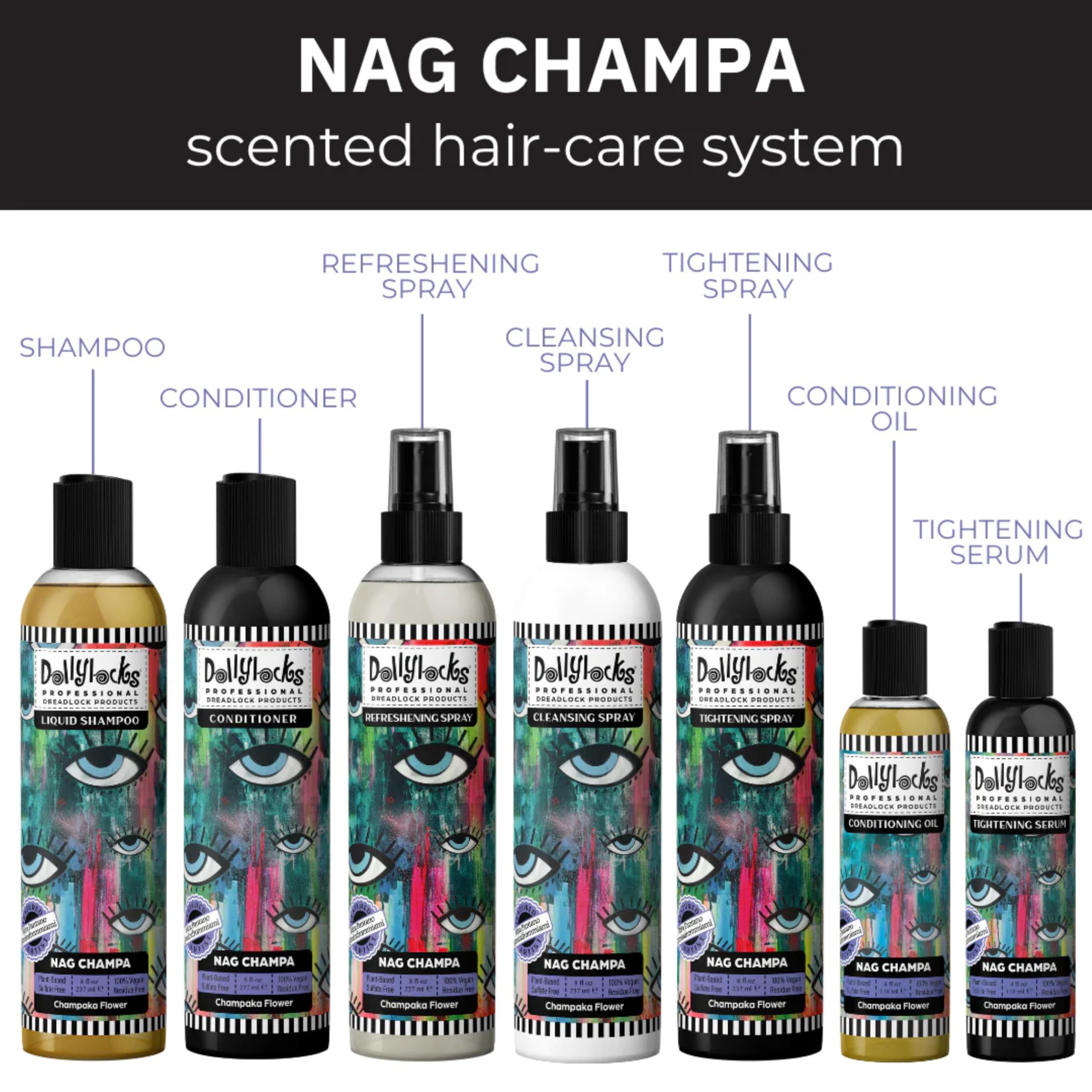 Packaging of Dollylocks Shampoo made from recycled materials, supporting sustainable care.