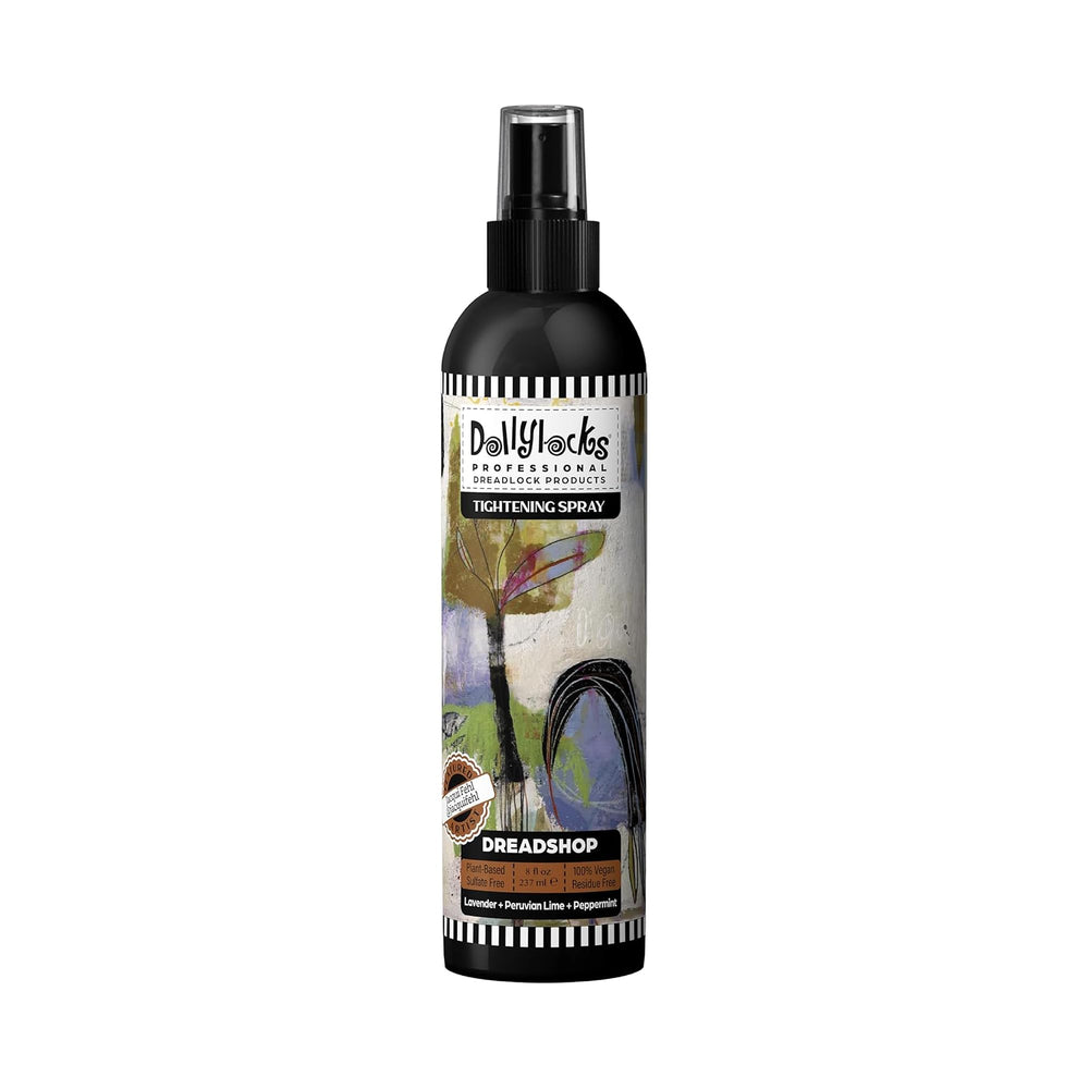 Dollylocks Sea Salt Texture Spray bottle demonstrates a lightweight, residue-free formula for easy styling.