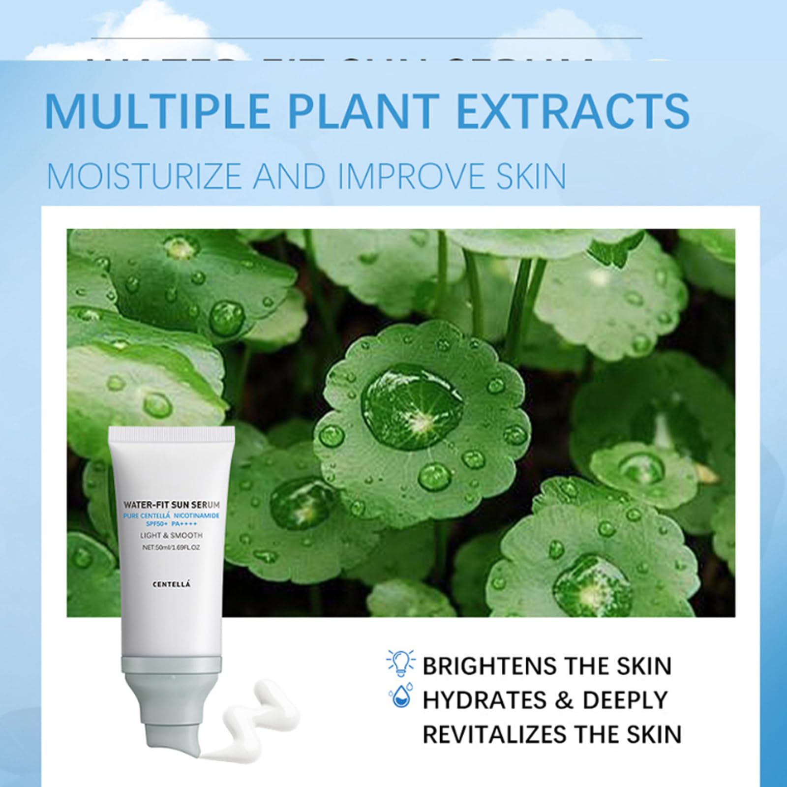Domality Centella Sunscreen 50 compact packaging with pump for on-the-go use