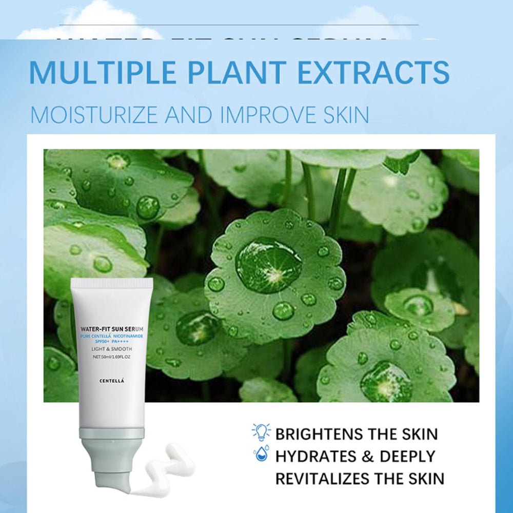 Domality Centella Sunscreen 50 compact packaging with pump for on-the-go use