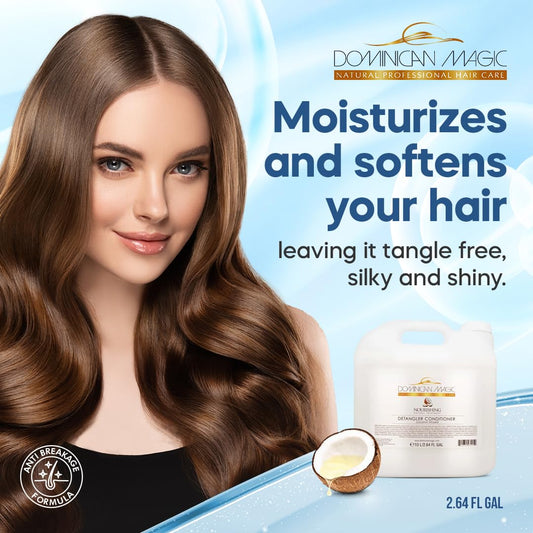 Dominican Magic Detangler Coconut Infused pump enables quick, even product distribution for detangling.