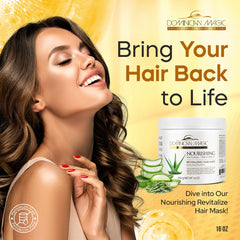 Dominican Magic Hair Mask cream being applied to hair for smoothing.