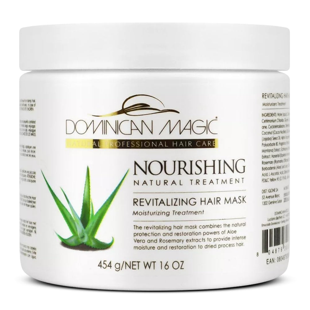 Dominican Magic Nourishing Hair Mask bottle close-up for moisture restoration.