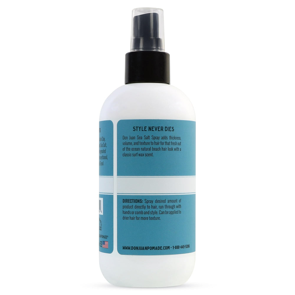 Don Juan Sea Salt Hair Spray applied for effortless beachy waves.