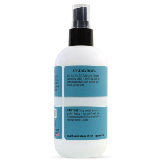Don Juan Sea Salt Hair Spray applied for effortless beachy waves.