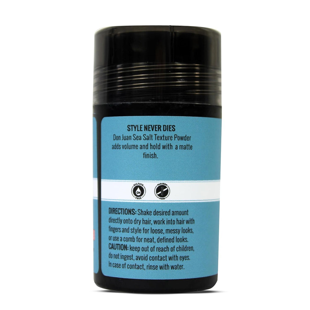 Don Juan Sea Salt Texture Powder closeup dispense demonstrates easy application.