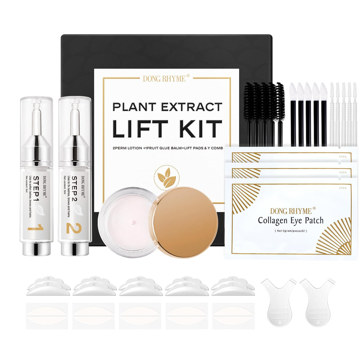 DONG RHYME lash lift kit bottle pour for precise at-home dosing.