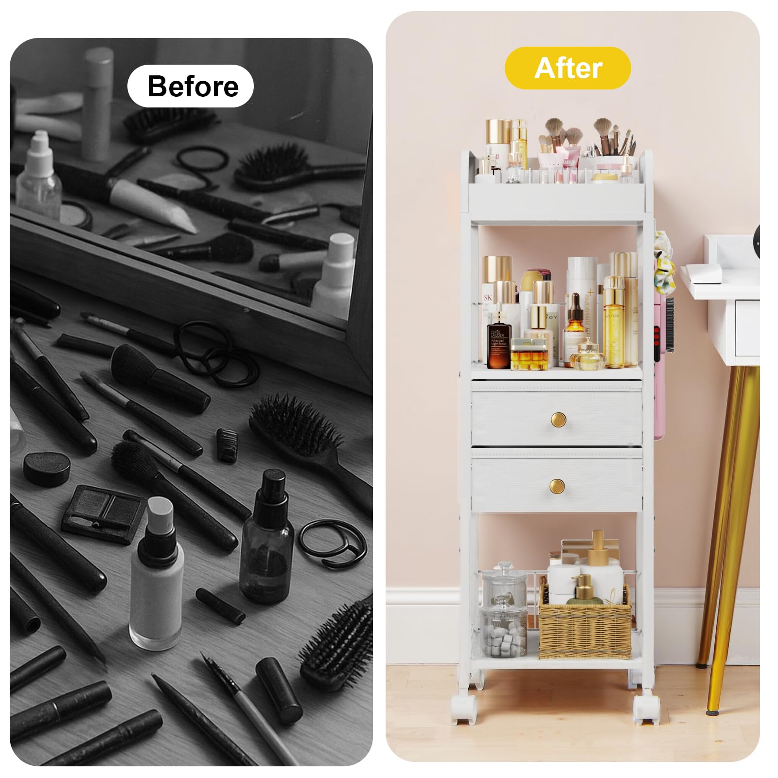 DongRong large-capacity makeup cart for brushes, perfumes, and skincare