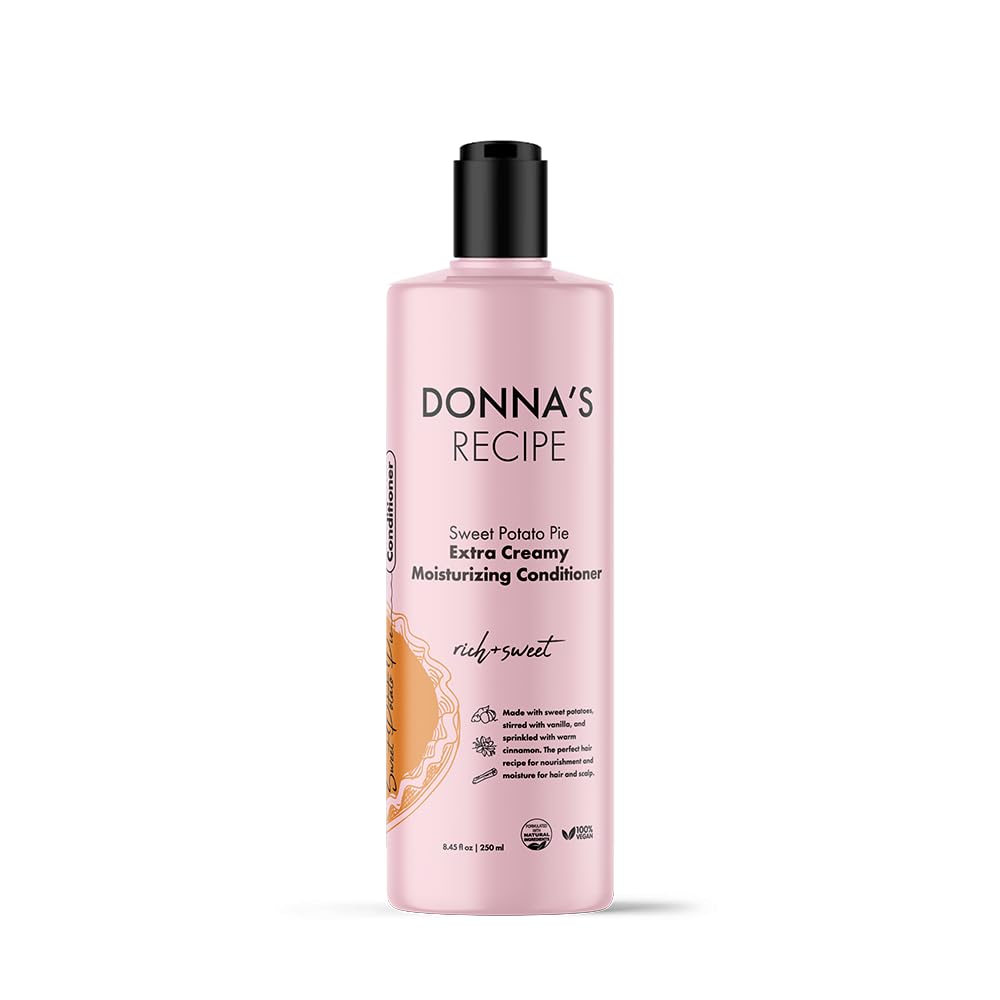 Donna's Recipe Sweet Potato Pie conditioner bottle for rich hydration.