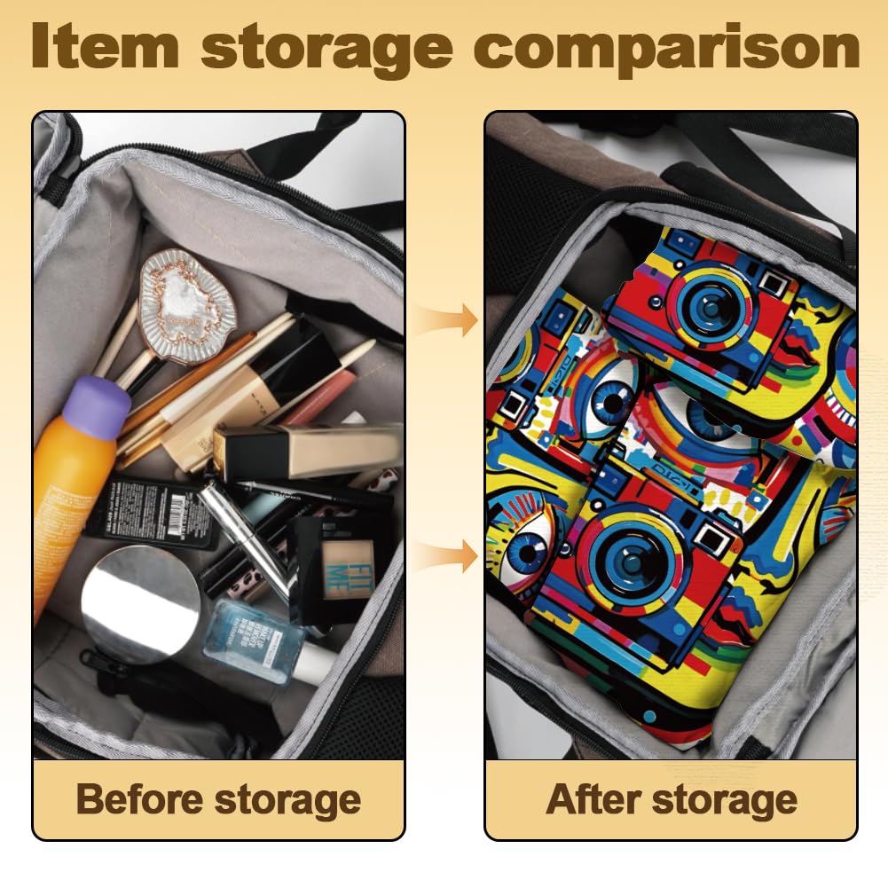 DOODLREAM lay-flat cosmetic pouch provides quick access to essentials.