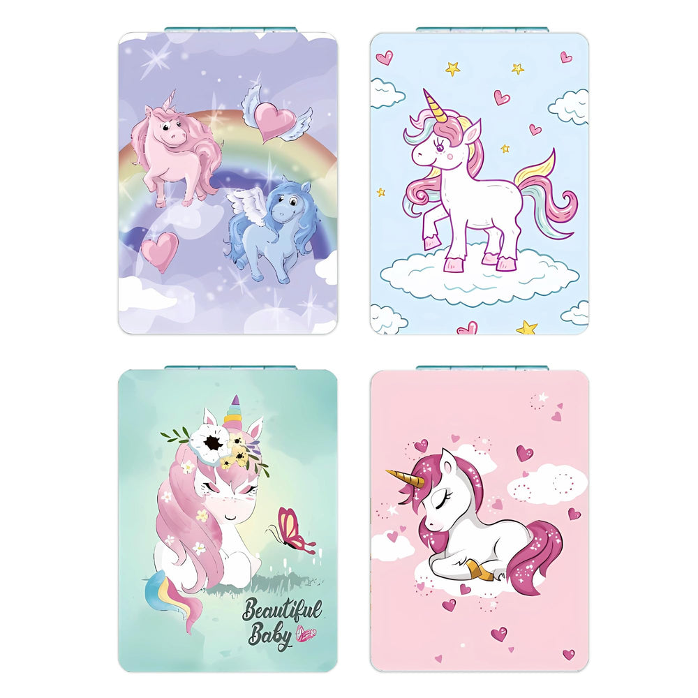 DOOSAI Unicorn pocket mirror folding design with 180-degree hinge for versatile viewing on the go