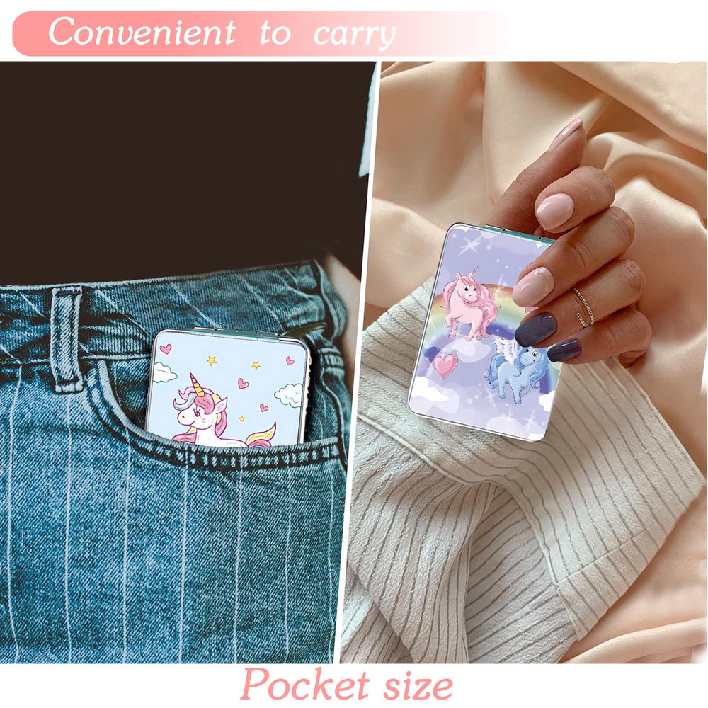 DOOSAI Unicorn pocket mirror stainless steel frame ensures durability