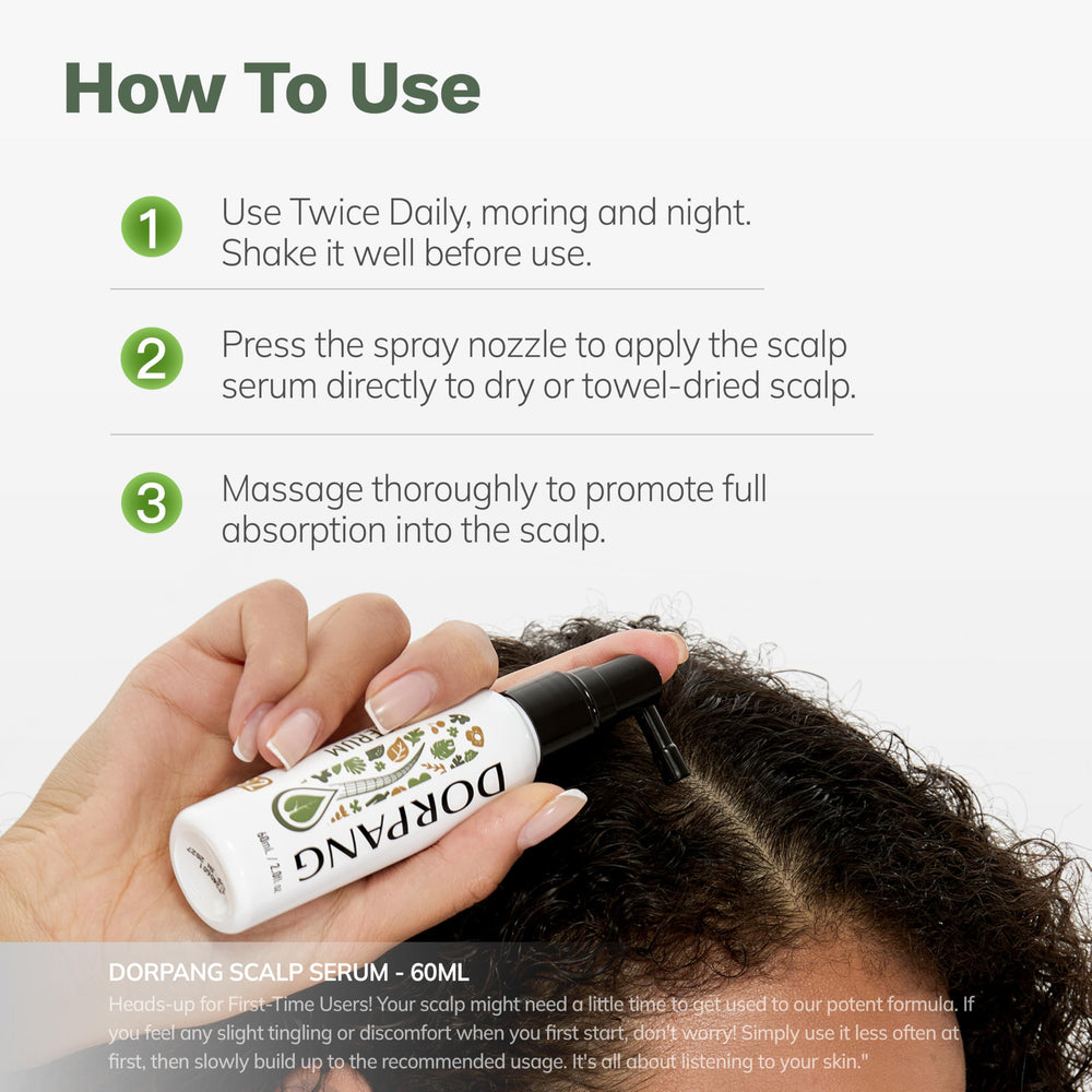 DORPANG product used in morning routine for daily scalp care.