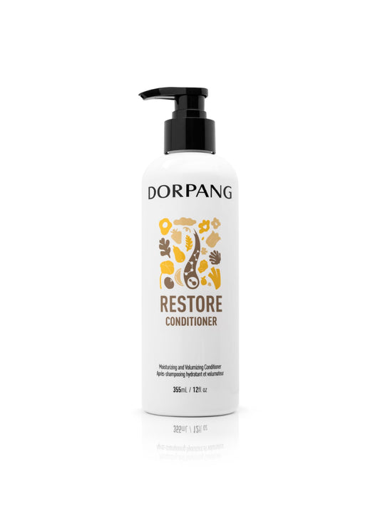 DORPANG Repair Conditioner bottle pour shows weightless moisture for voluminous hair.