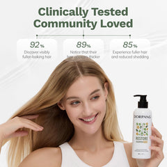 DORPANG Restore Shampoo creates a rich foamy lather during cleansing.