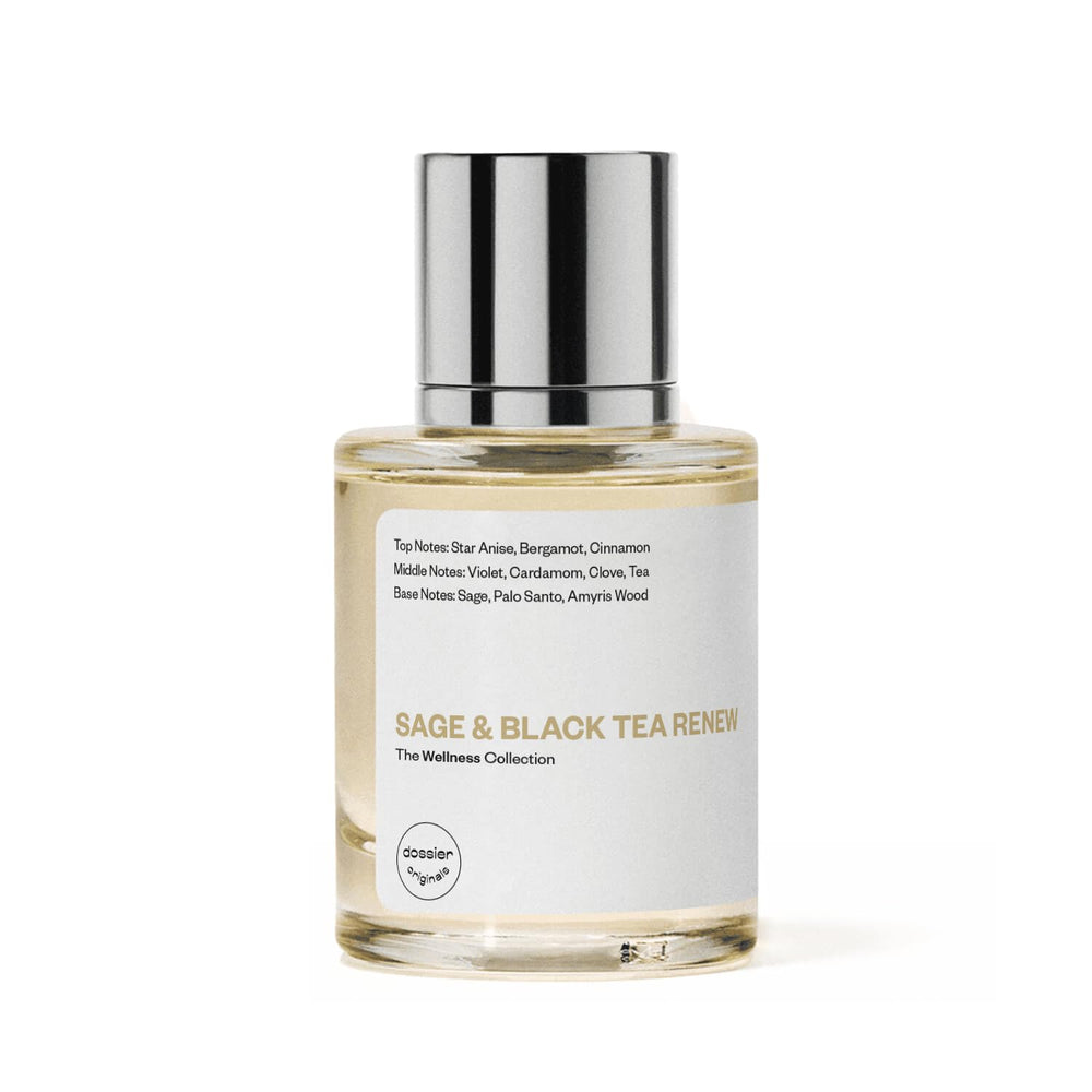 Dossier Original Sage & Black Tea Renew wrist application, everyday elegance