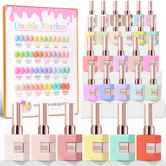 Double Rhythm 28Pcs gel polish set swatch bottle shows vibrant color and finish.