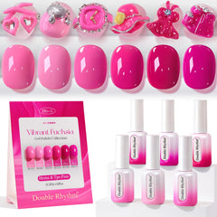 Double Rhythm 6 Pcs Hema Free Gel Polish Set color swatches for quick shade planning.