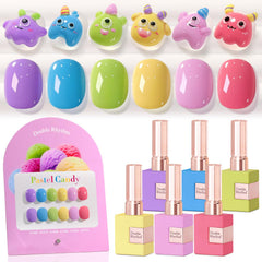 Double Rhythm gel polish set bottles show a cohesive color system for at-home manicures.
