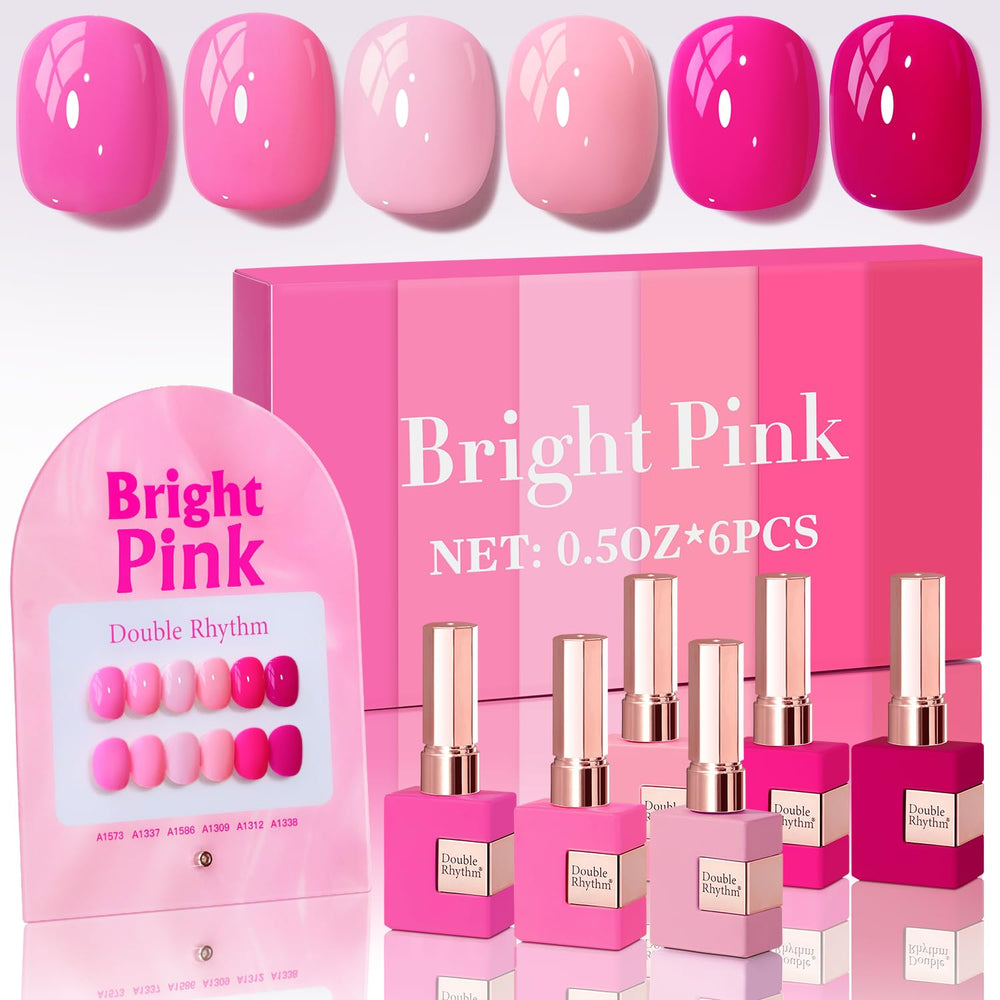 Double Rhythm 6pcs gel polish set on display showing vibrant all-season color.