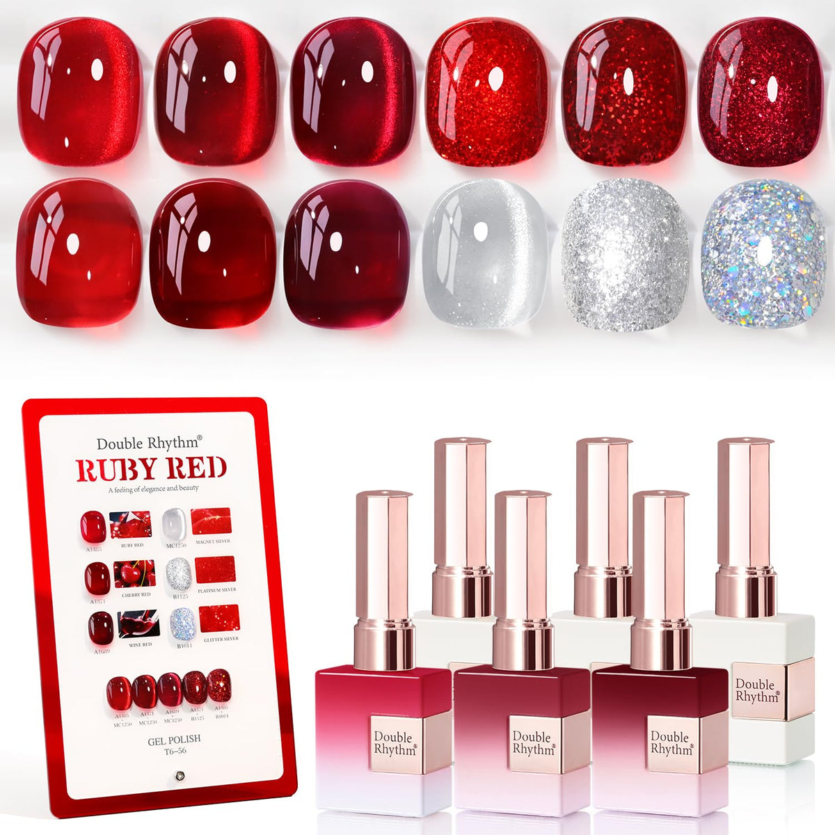 Double Rhythm 6-pc gel polish set ready for at-home manicure variety.