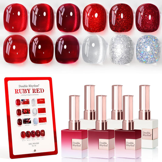 Double Rhythm 6-pc gel polish set ready for at-home manicure variety.