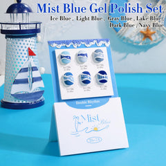 At-home manicure setup with Double Rhythm gel polish.