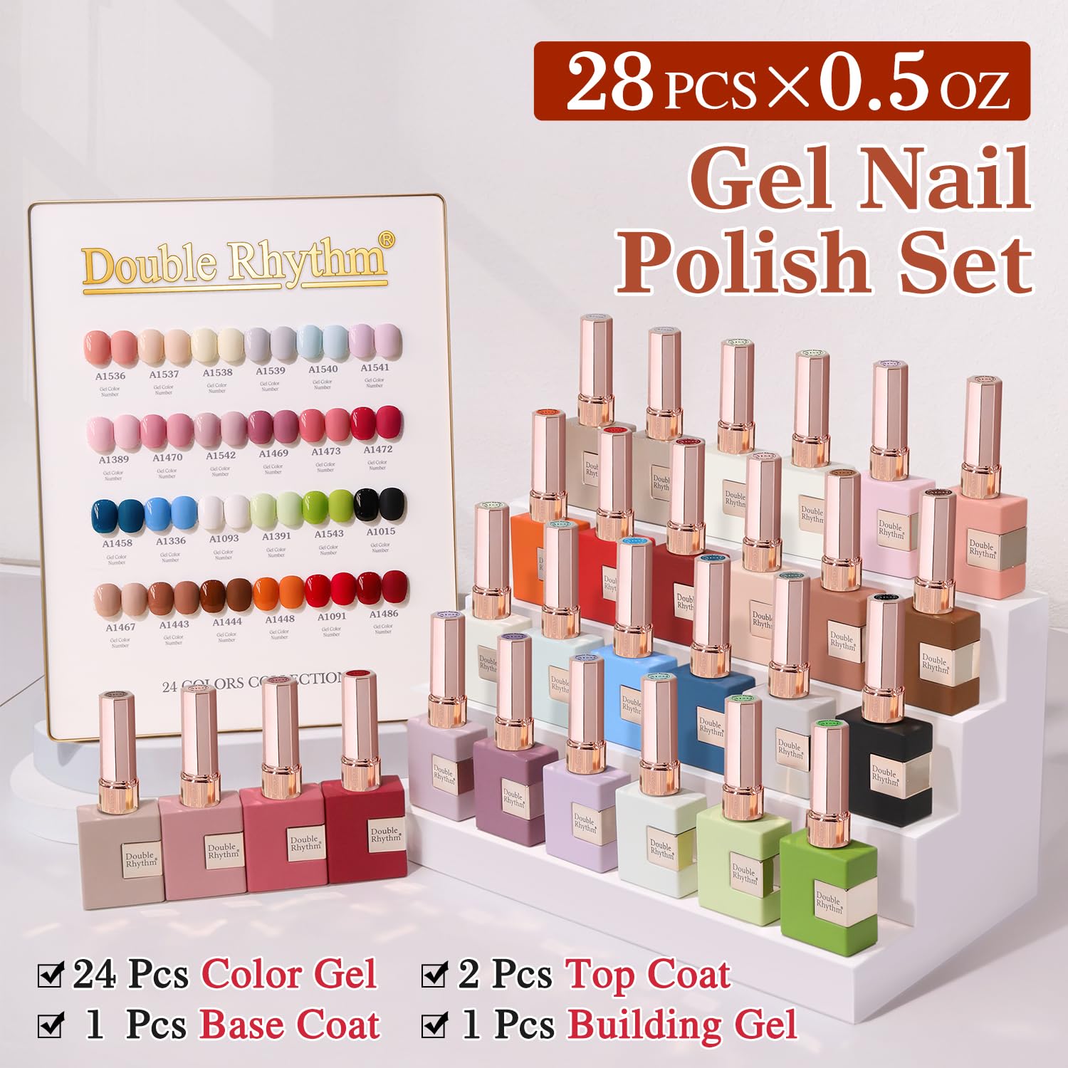 Double Rhythm base and top gels showcased for lasting shine
