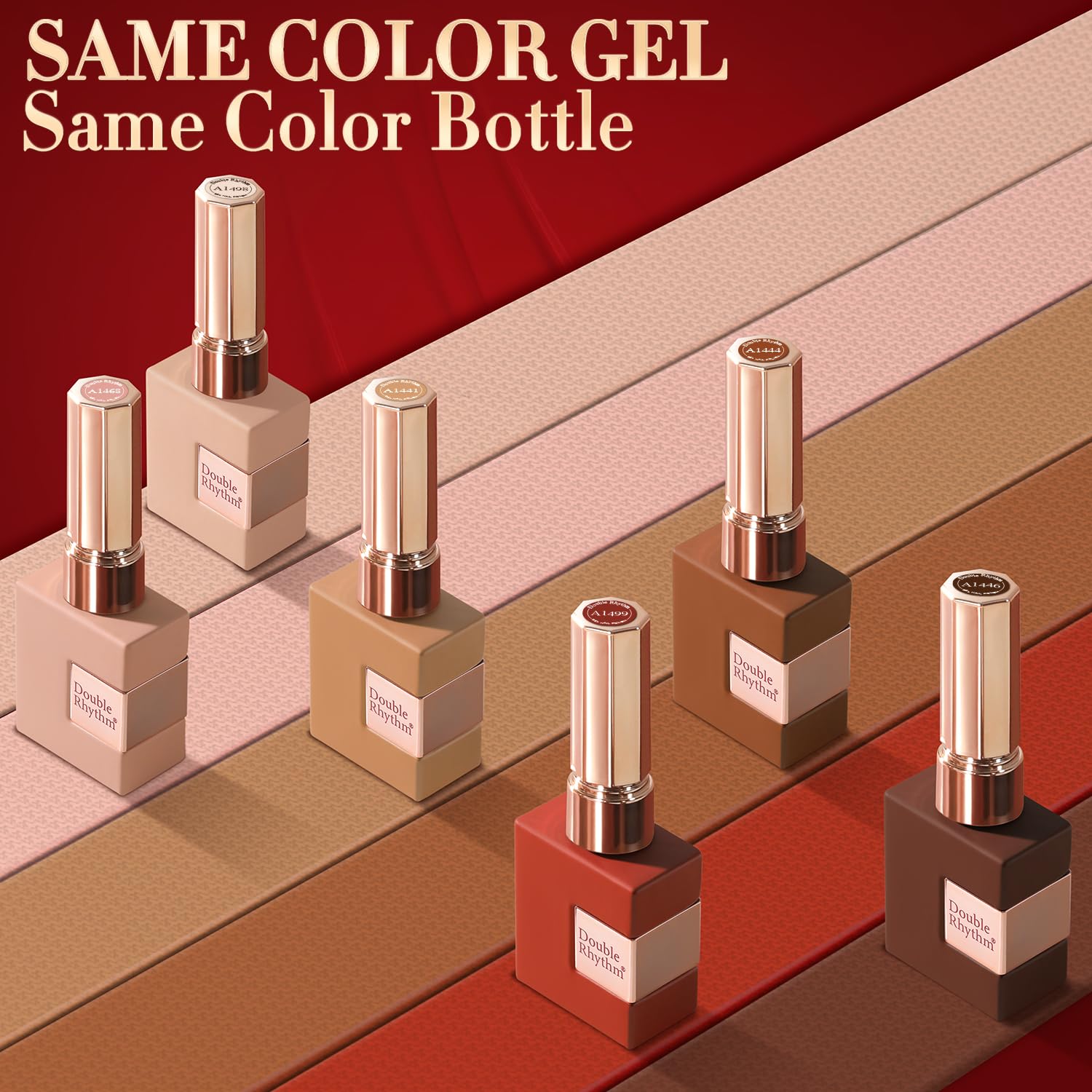 Double Rhythm beige gel polish bottle for a soft natural finish