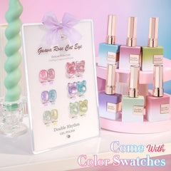 Double Rhythm Green cat-eye gel nail polish for vibrant at-home manicures.