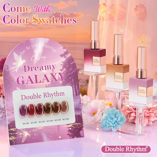 Double Rhythm magnet demonstrates holographic cat eye effect on nails.
