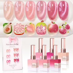 Double Rhythm Cat Eye gel nail polish set swatches show even color and shimmer