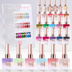 Double Rhythm cat-eye gel polish bottle close-up showing shimmer and magnetic effect for chic nails.