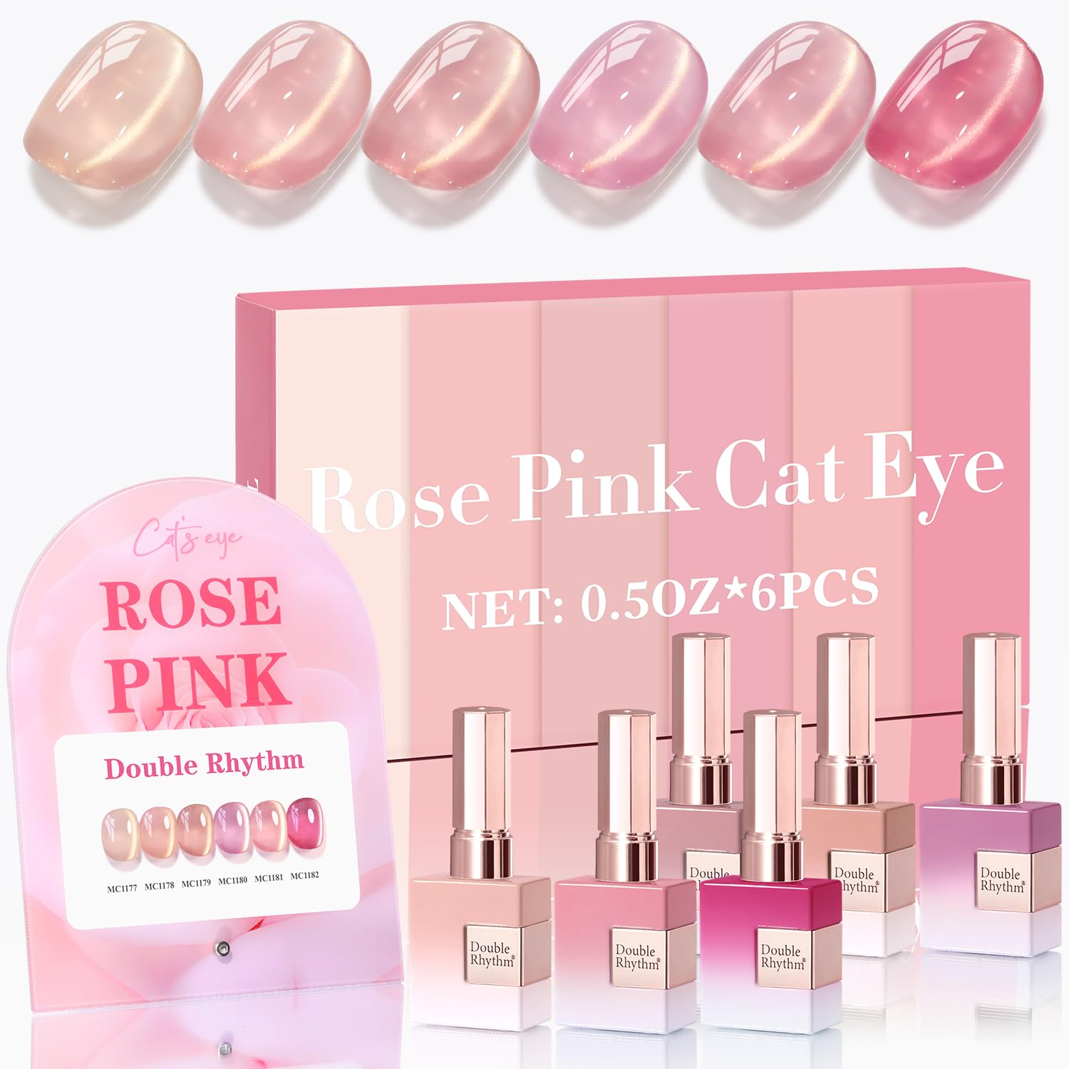 Double Rhythm Cat Eye Rose T6-32 bottle front view shows shimmering color.