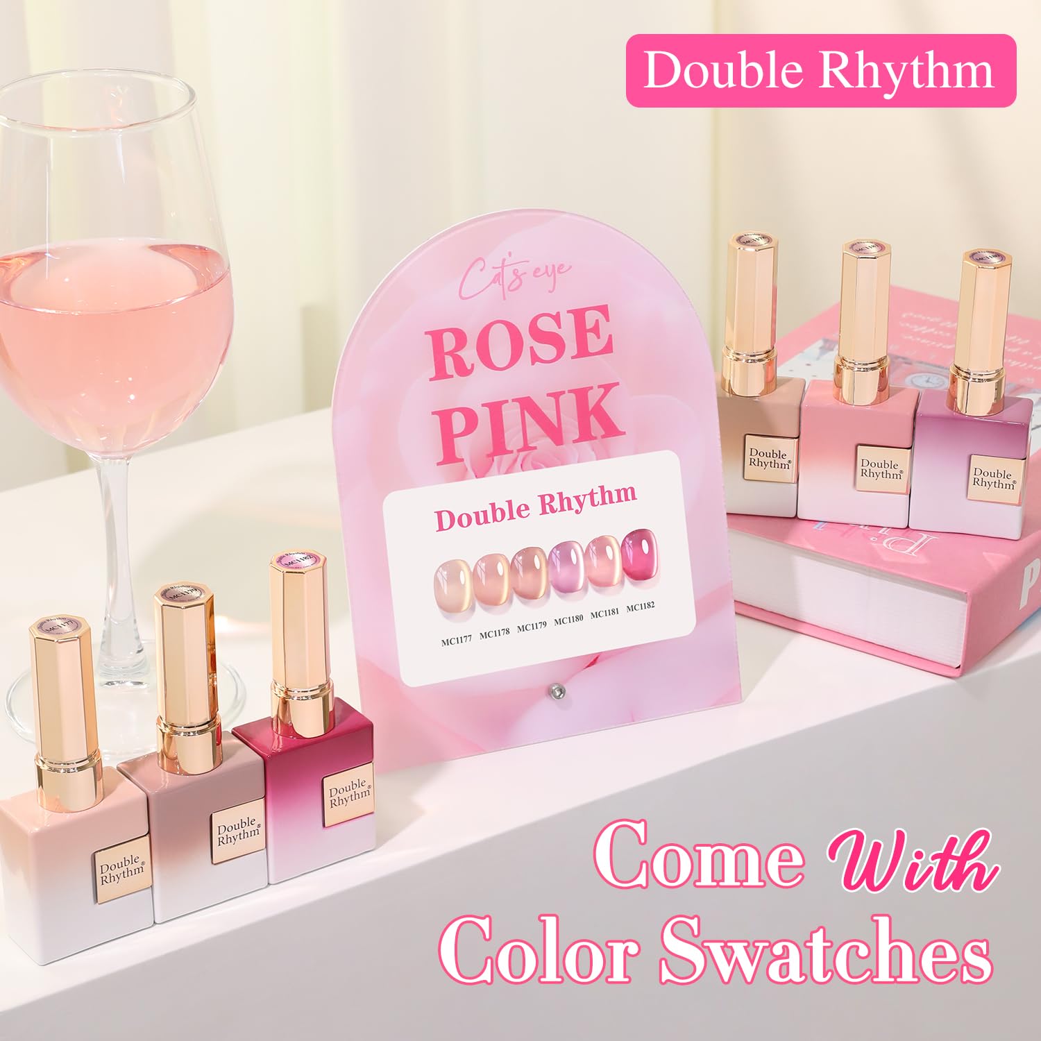 Double Rhythm Cat Eye Rose T6-32 bottle side view highlights magnetic shimmer potential.