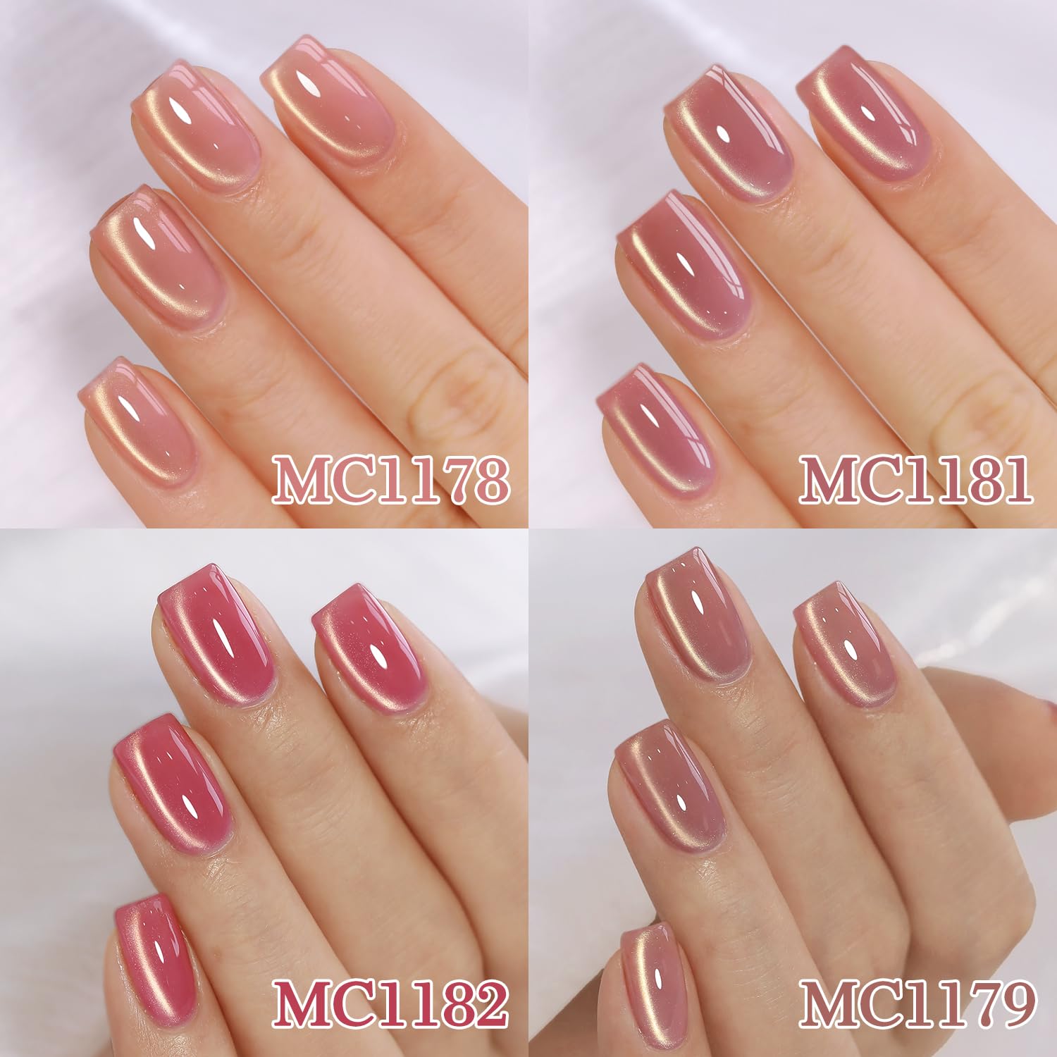 Double Rhythm Cat Eye Rose T6-32 gel polish swatches display true shade.