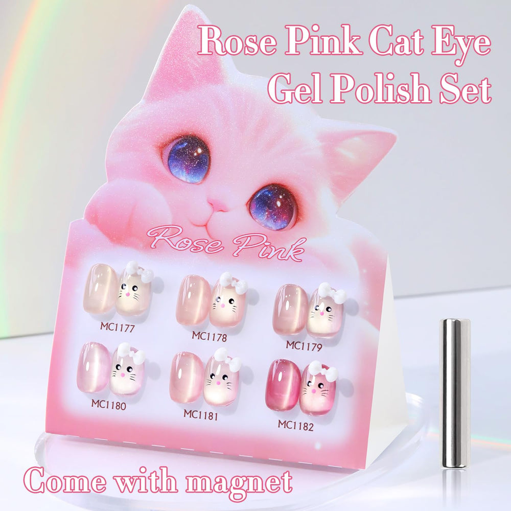 Double Rhythm Cat Eye Rose T6-32 close-up reveals holographic reflective particles.