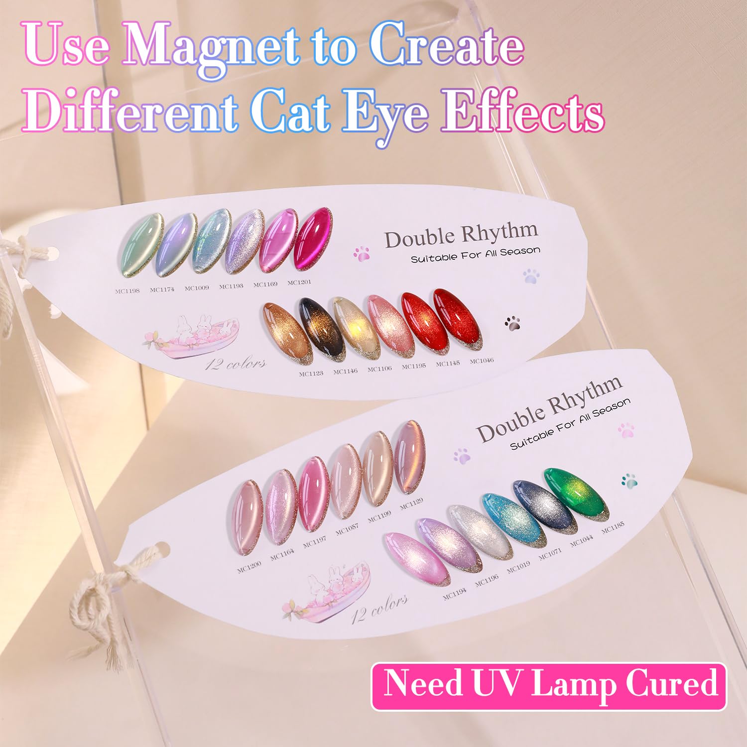 Double Rhythm cat-eye red gel polish for a dramatic manicure look.