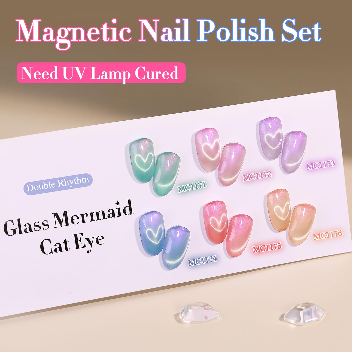 Double Rhythm cat-eye glitter detail highlighting magnetic shimmer for creative nail art.