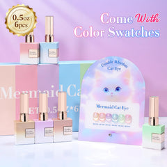 Double Rhythm Cat Eye magnetic effect closeup highlights holographic shimmer and depth.