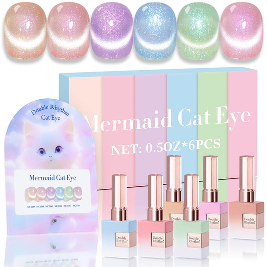 Double Rhythm Cat Eye polish bottle front shows solid coverage for chic at-home manicures.